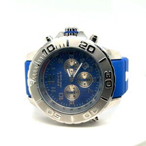 KYBOE! Giant 48 Chrono Watch Silver case Blue Silicone strap I I&I Diamonds